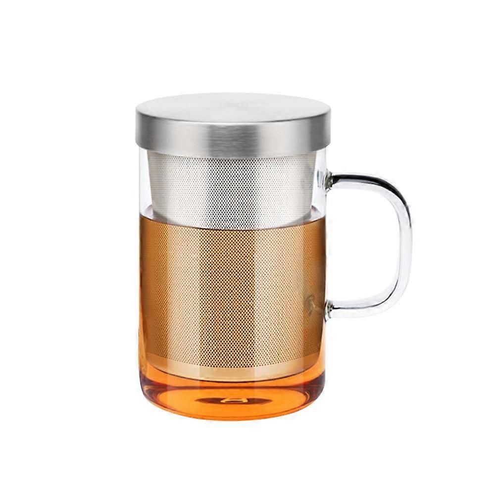 450ML Mug With Infuser Lid, Transparent Borosilicate Tea Cup Glass, 450ML Capacity