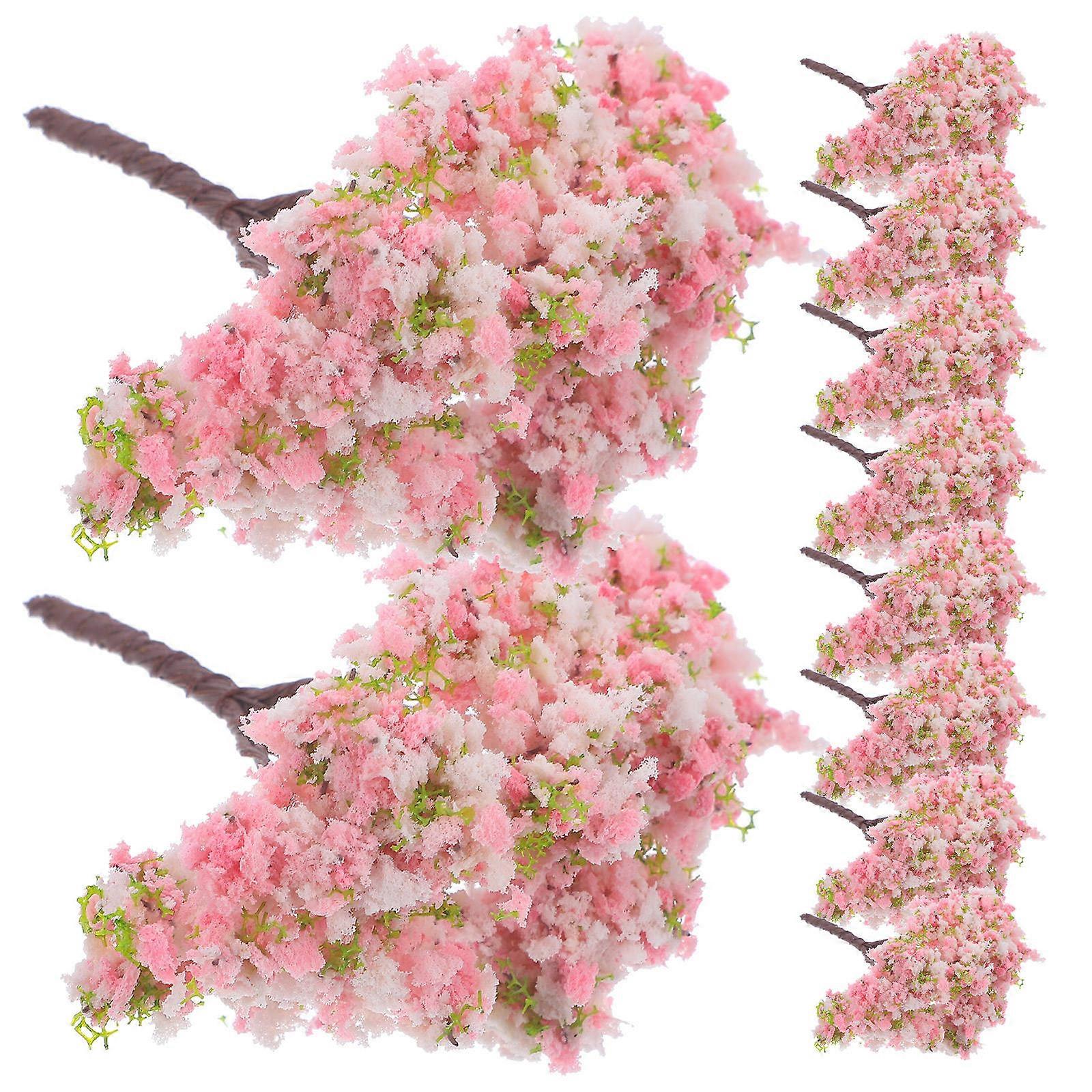 Mini Cherry Blossom Trees Artificial for Decoration 50Pcs Pink Plastic Mini Trees