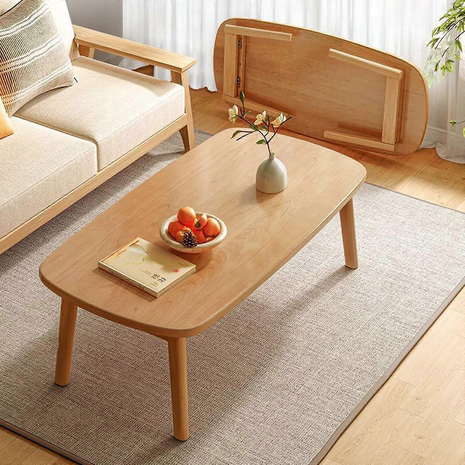 Portable Wooden Folding Coffee Table Compact For Small Spaces Lightweight No Assembly Required Indoor Outdoor Use