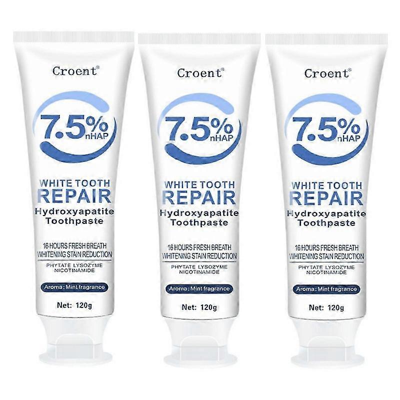 3PCS Hydroxyapatite Toothpaste for Advanced Enamel Protection, Refreshes Breath, Fluoride-Free Toothpaste for Sensitive Teeth