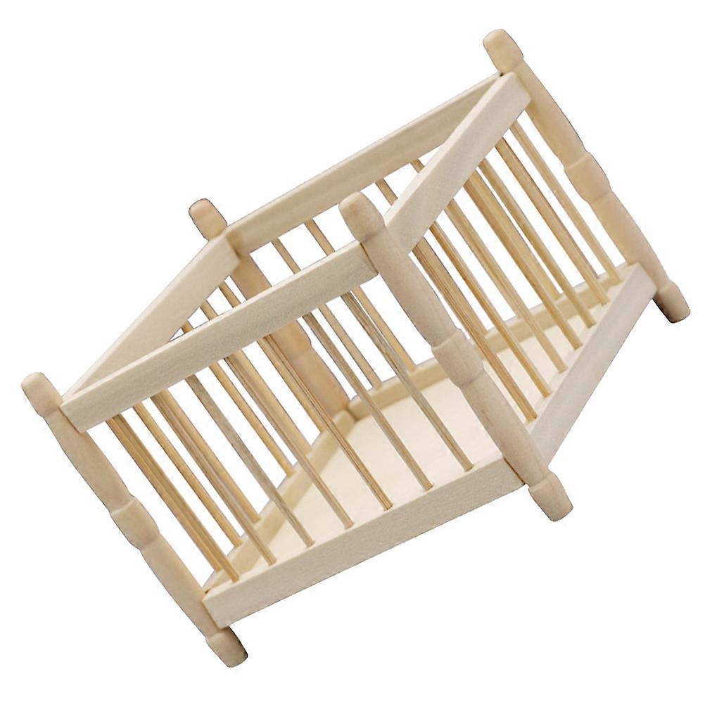 Mini Bed Bed for Decoration 1Pcs Beige Wood Doll Accessory