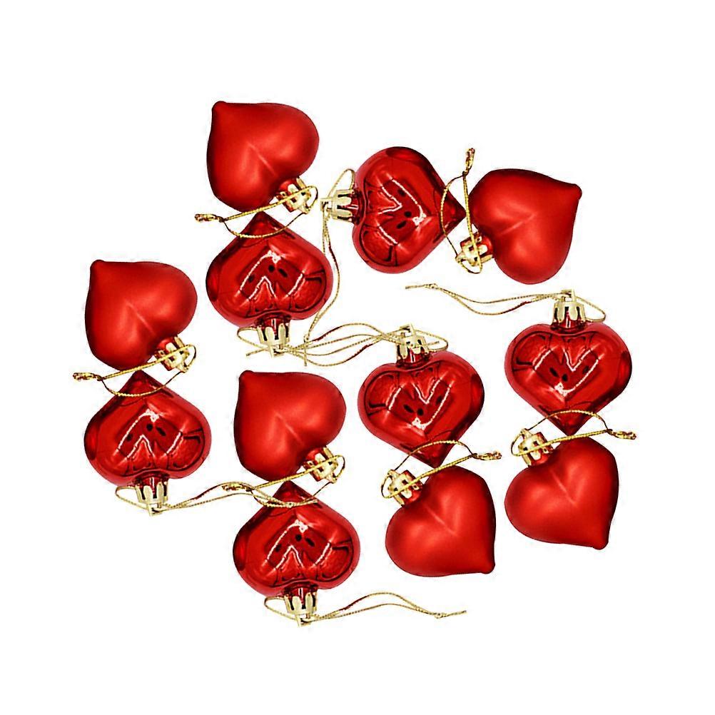 Christmas Tree Hanging Decoration Red Heart Shaped Ball 2 Boxes Xmas