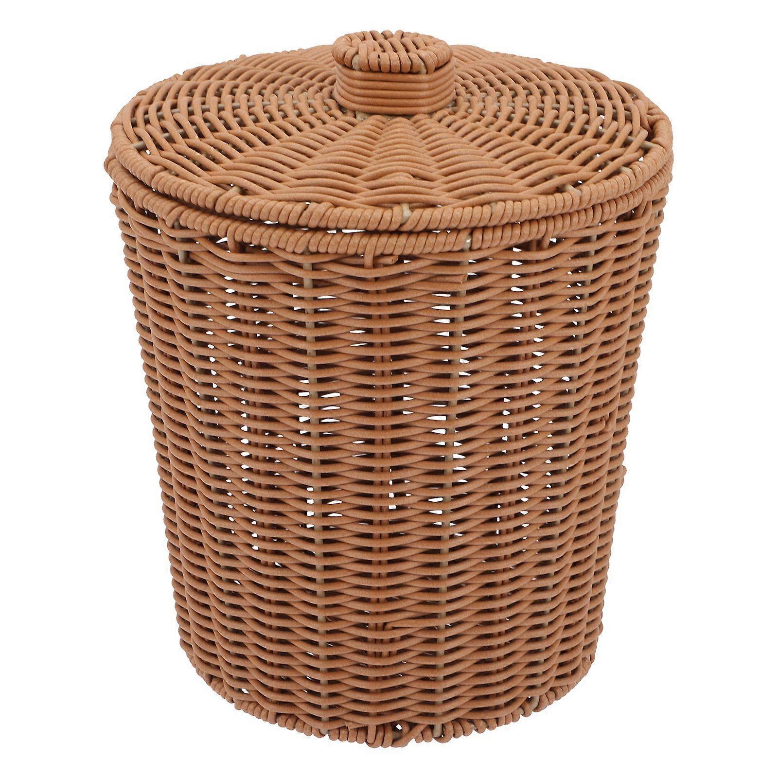 Household Simulation Rattan Storage Bucket Creative Storage Bucket with Lid
