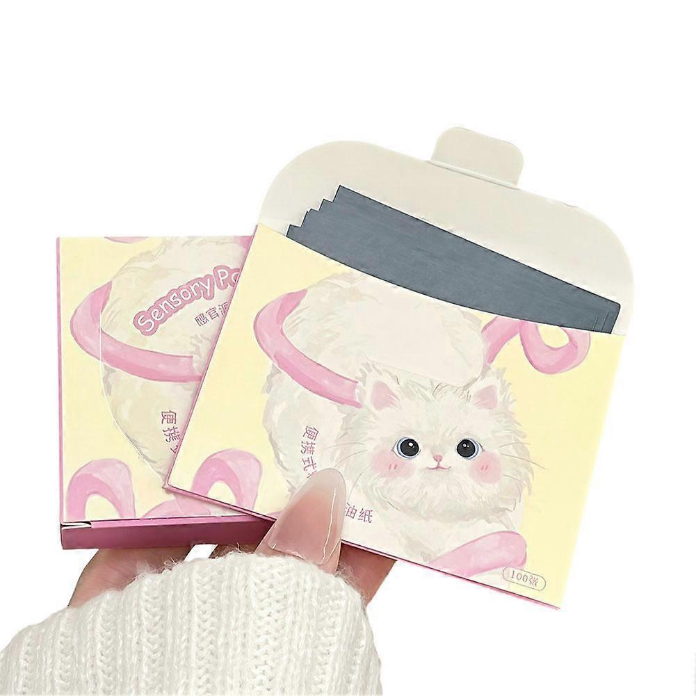 Full Size Yellow Oil Blotting Sheets with Mirror Portable Refill for Shine-Free Skin