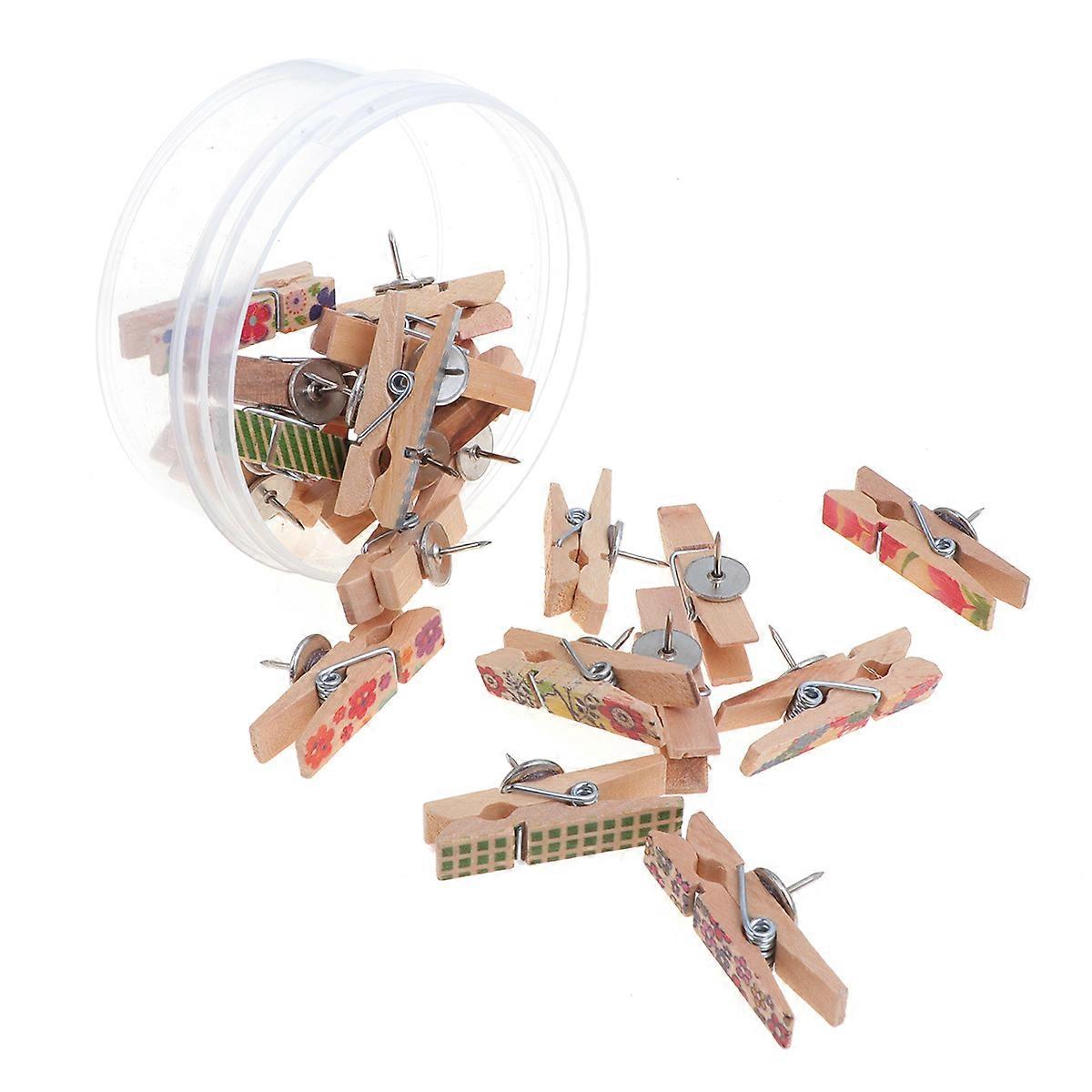 Wooden Clips Pushpins for Craft Projects 20Pcs in Assorted