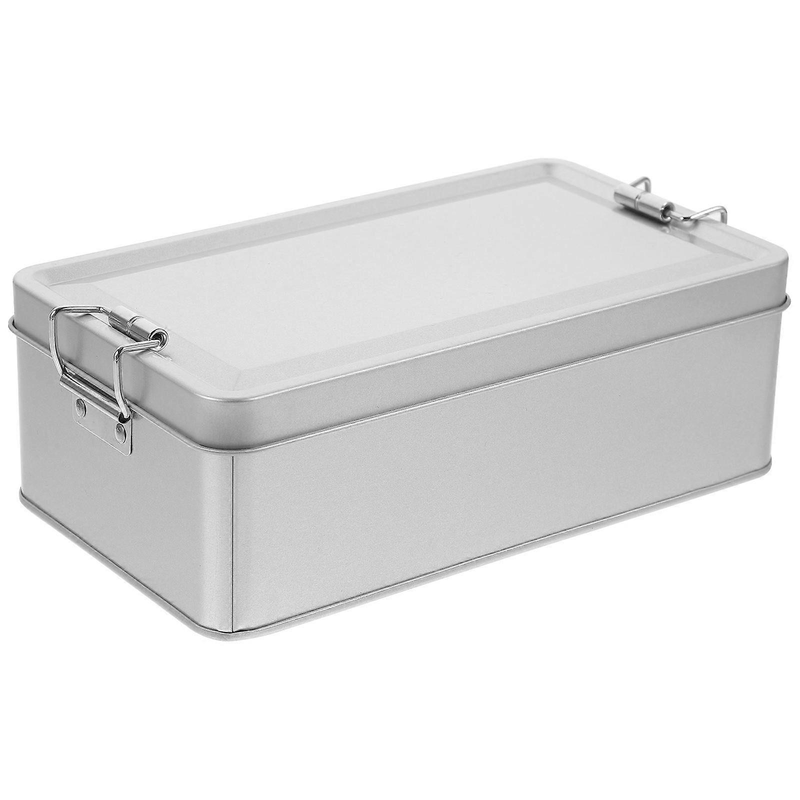 Cookie Storage Box Silver Tinplate for Storage Use 5Pcs Vintage Snack Box