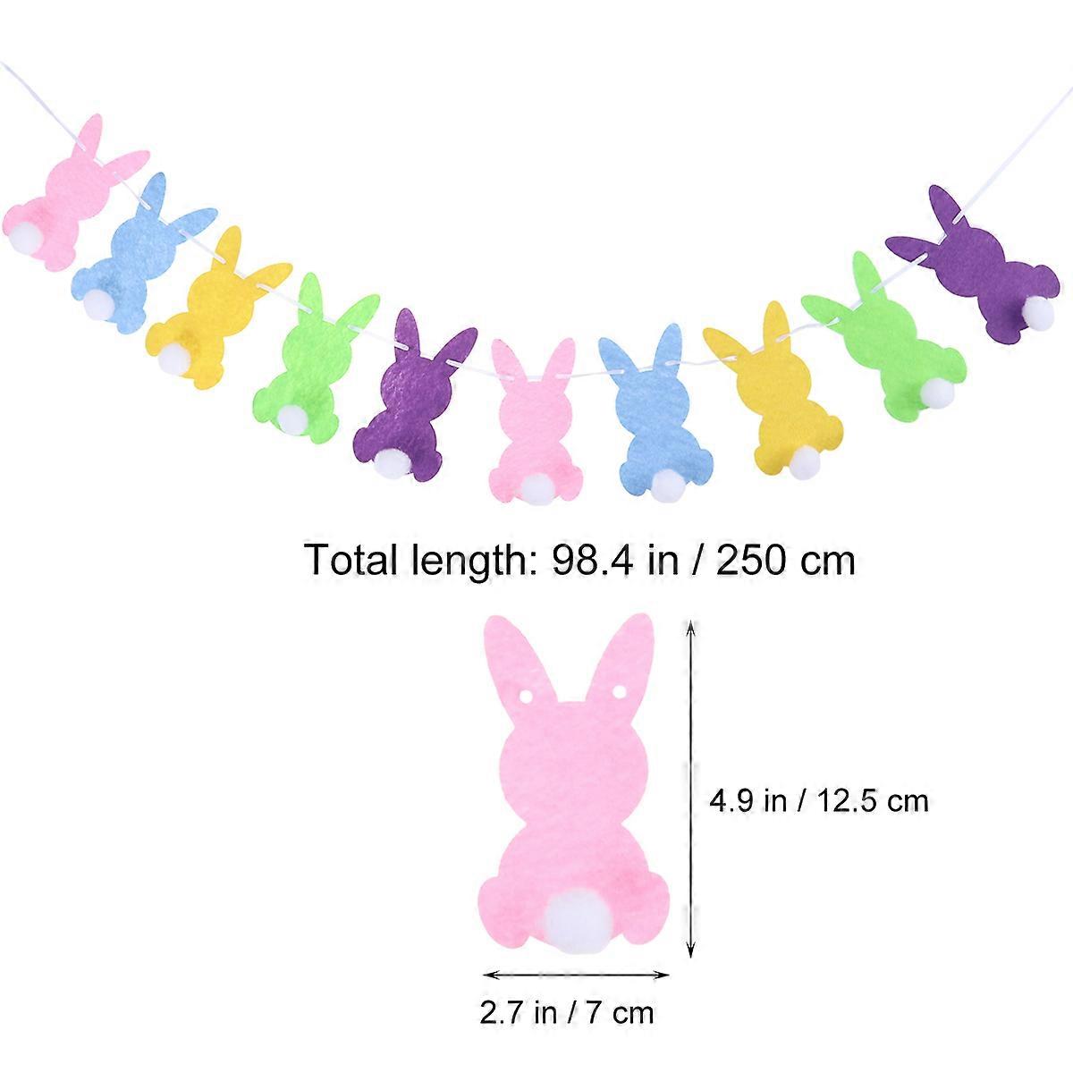 Easter Garland Rabbit Shape Colorful Bunting Banners for 2.5 Meters