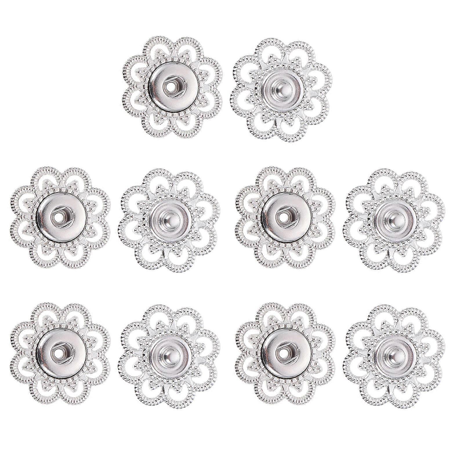 Invisible Snaps Alloy Sewing Buttons for Coats Fasteners 20Pairs Silver