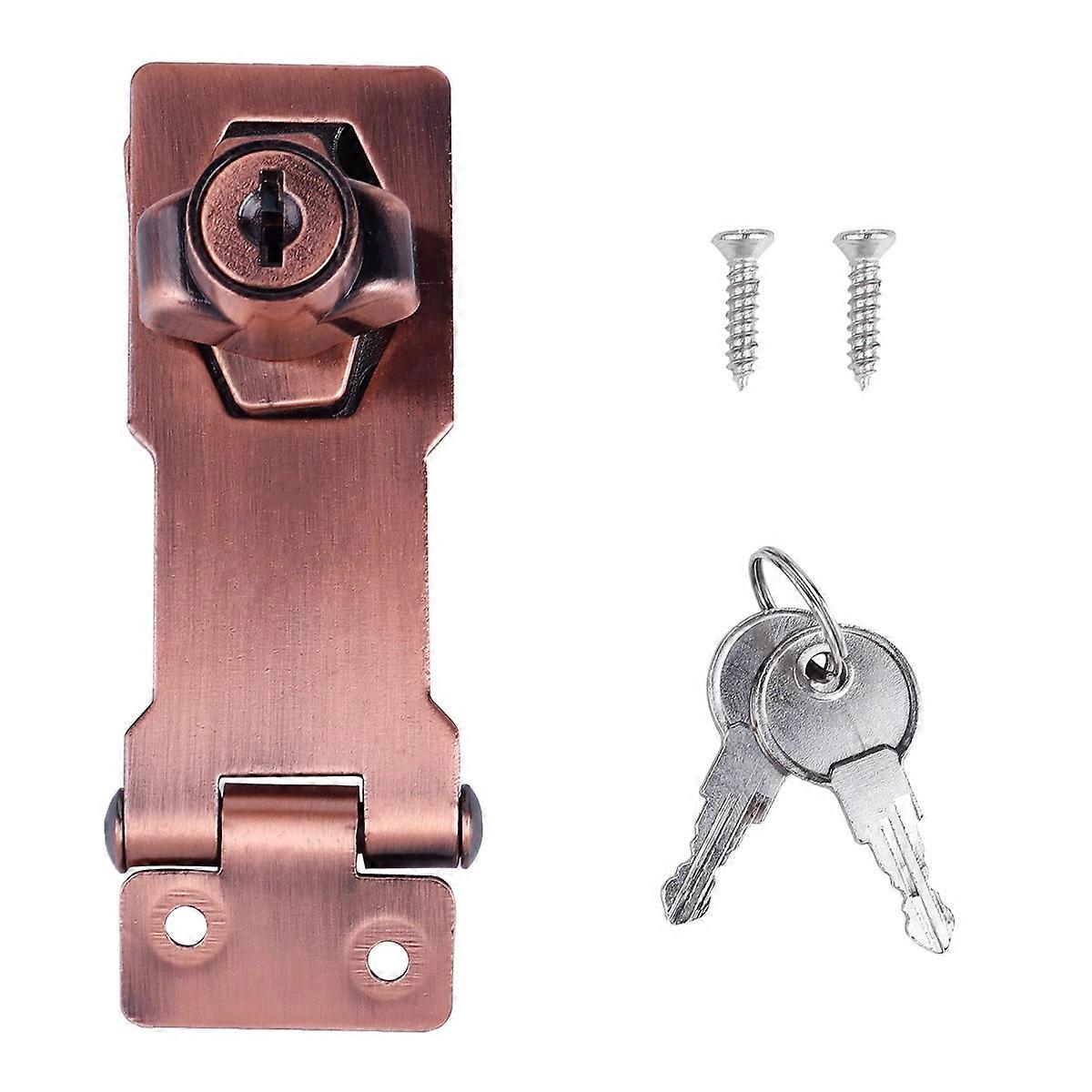 90 Degree Hasp Keyed Lock Zinc Alloy Lock Hasp for Door 2Pcs Rose Gold
