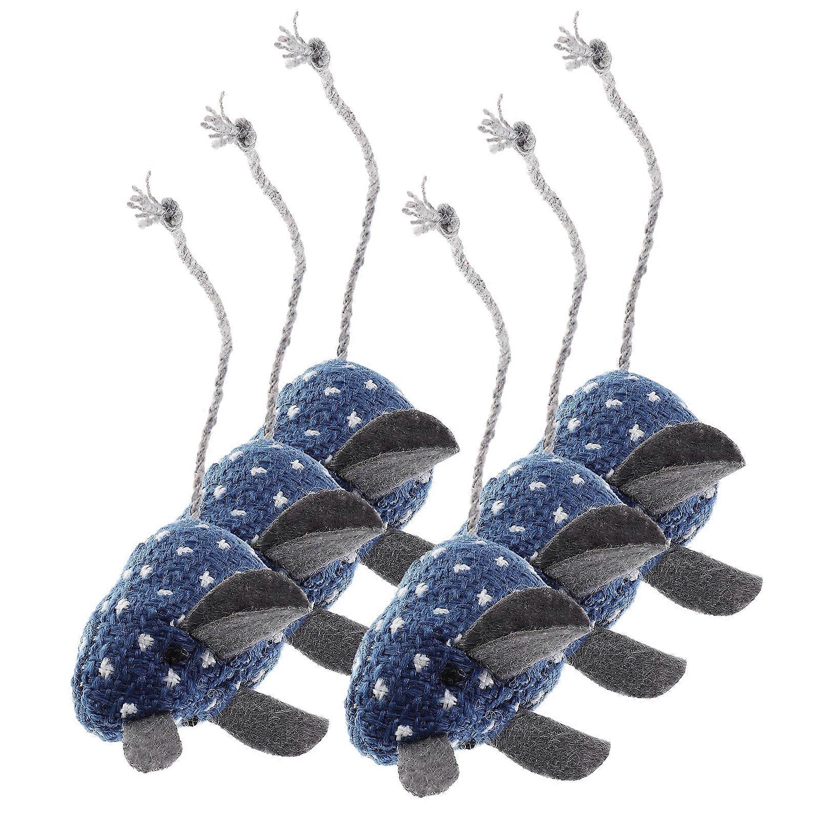 Cute Mouse Cat Toy For Kittens Indoor Training Dark Blue Scratching Toy Stimulate Hunting Instincts 24Pcs