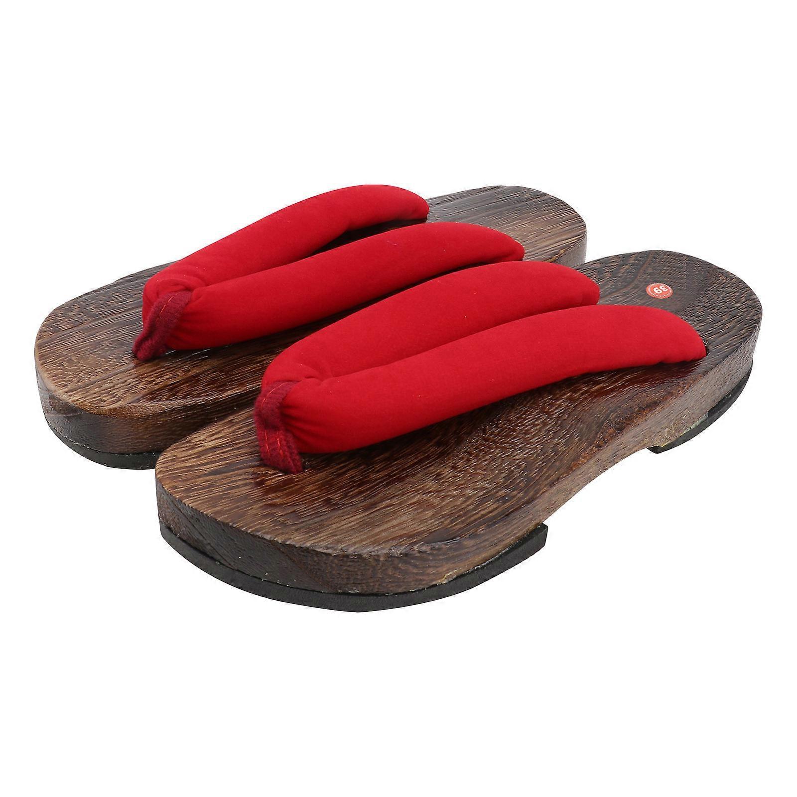 Trendy Sandals Clog Sandals Japanese Style Footwear Red Round Toe Comfortable 1Pair