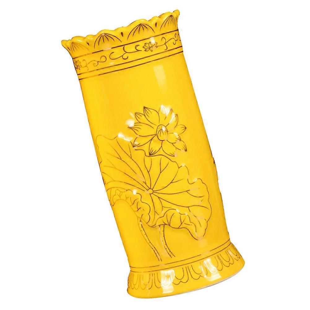 Buddhist Temple Incense Bucket Ceramic Incense Stick Container 1Pcs Yellow