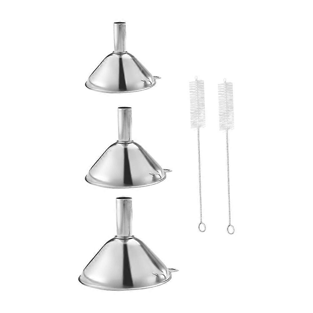Multipurpose Stainless Steel Funnel with Brush for Kitchen Use 5Sets