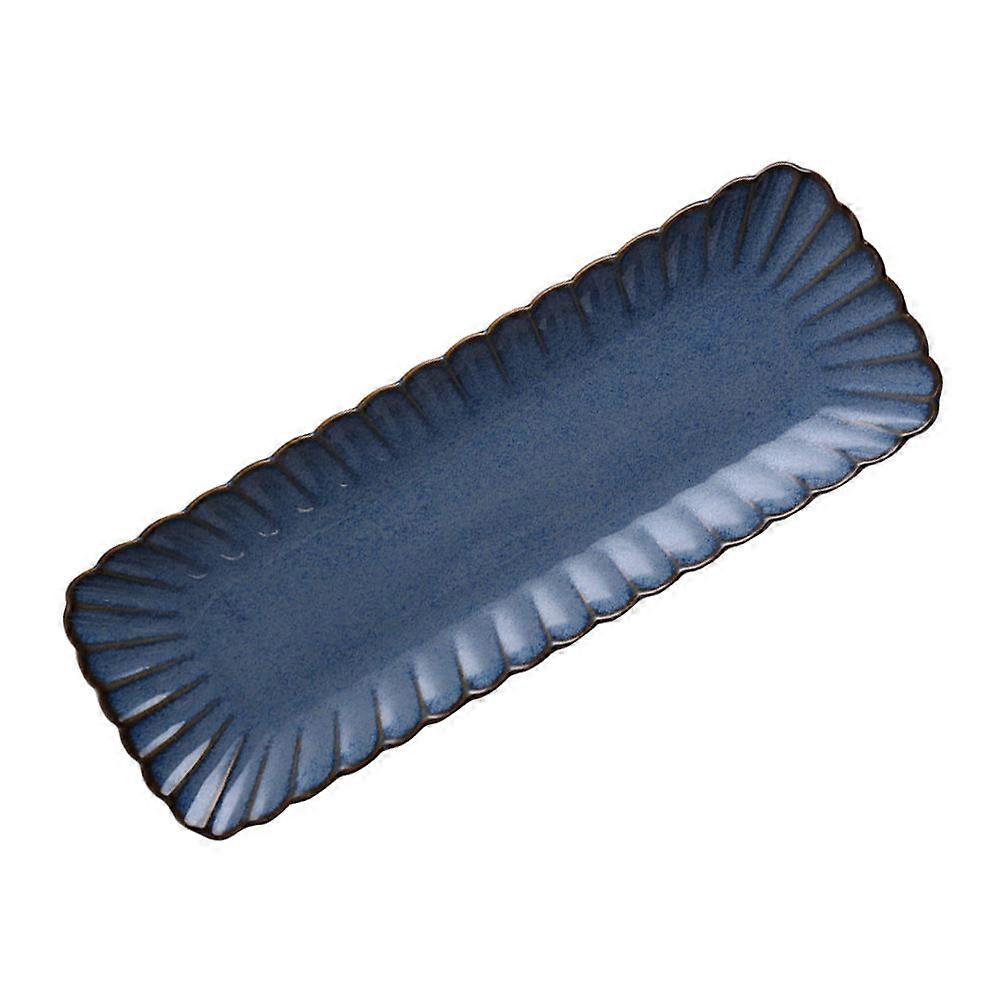Japanese Type Plate Sashimi Plate Rectangular Multi-Function Dark Blue 31.5x11.3cm 1PC