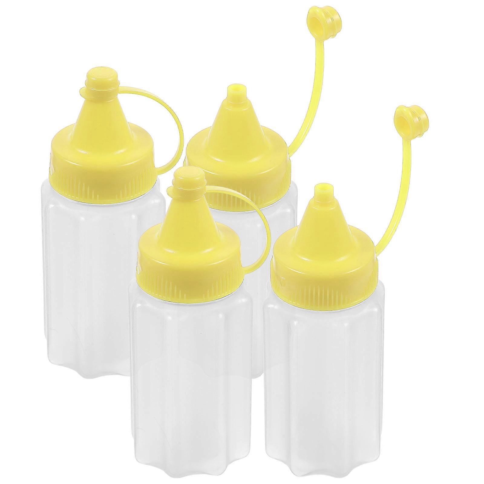Household Squeeze Condiment Bottles 4Set For Kitchen Utensils 8.00X3.00X3.00CM Yellow Color PP Material Controlled Dispensing