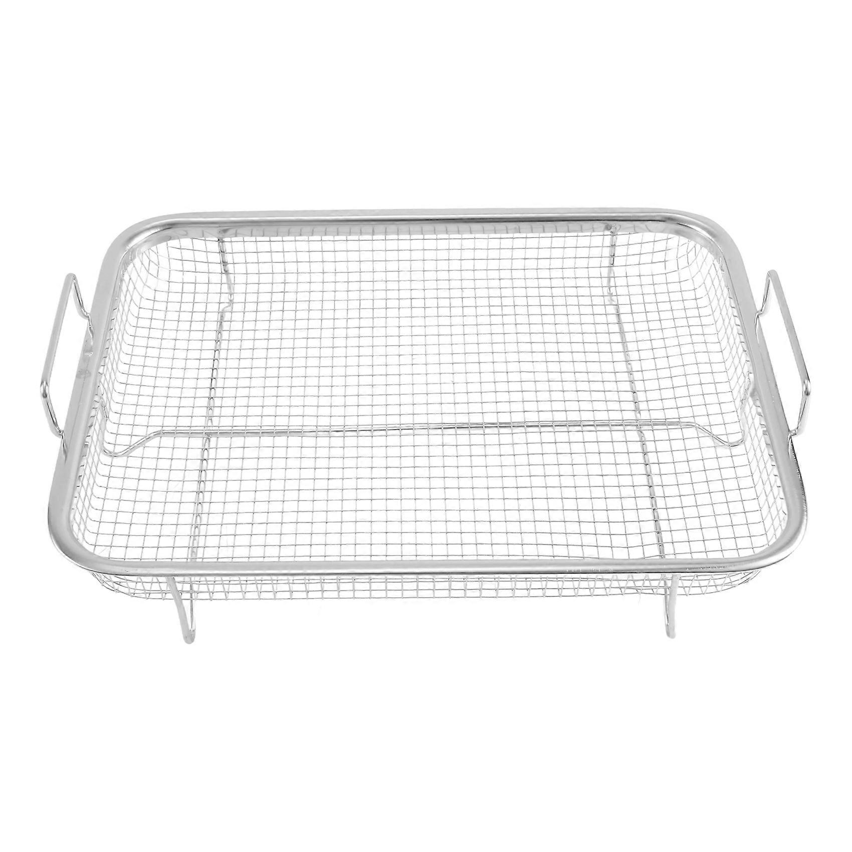 1 stk frityrkurv for stekeovn, grillkurv i rustfritt stål, non-stick nettingkurv, frityrbrett