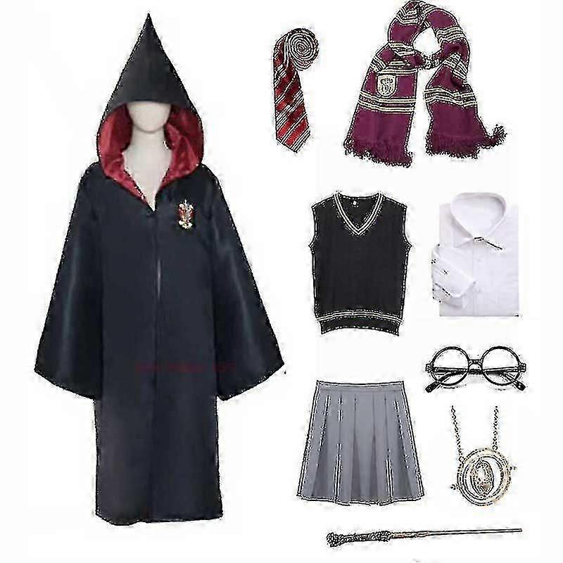 女性女の子魔女学校制服ハーマイオニーコスプレローブドレスセーターワンドマジックカレッジハロウィーンコスチューム