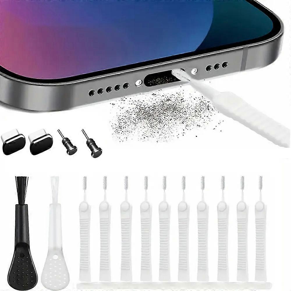 Mobile Phone Charging Port Cleaning Tool Kit with USB-C Port Dust Plug and Headphone Jack Protector