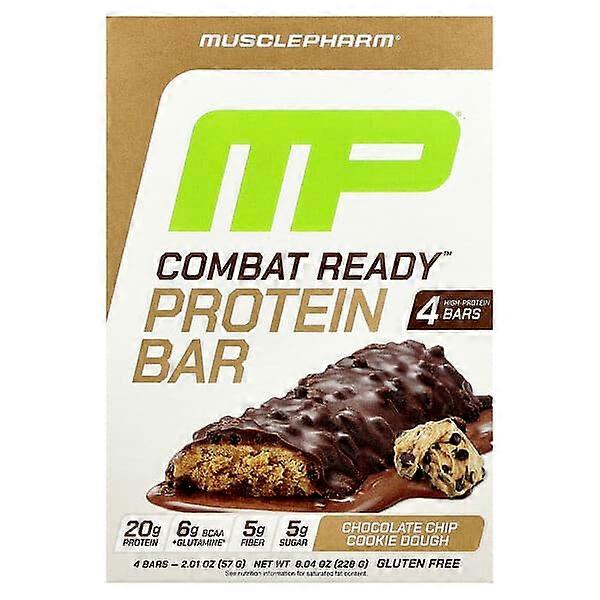 MusclePharm, Combat ReadyÃÂ¢ÃÂÃÂ¢ Protein Bar, Chocolate Chip Cookie Dough, 4 Bars, 2.01 oz (57 g) Each