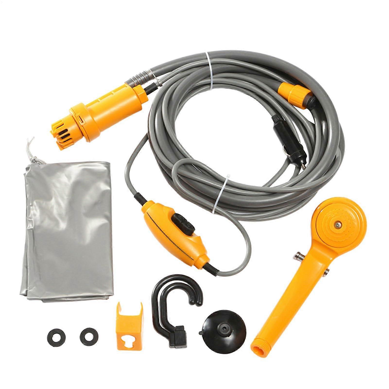 Portable Camping Shower 12V Electric, Outdoor Use, Car Cigarette Lighter Powered, Compact Lightweight