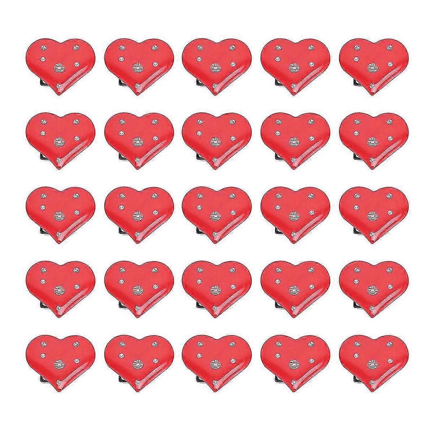 25 Pcs Rouge Cadeau Broche lumineuse Épingles Lumineux Revers Pins Cœur Clignotant Broche