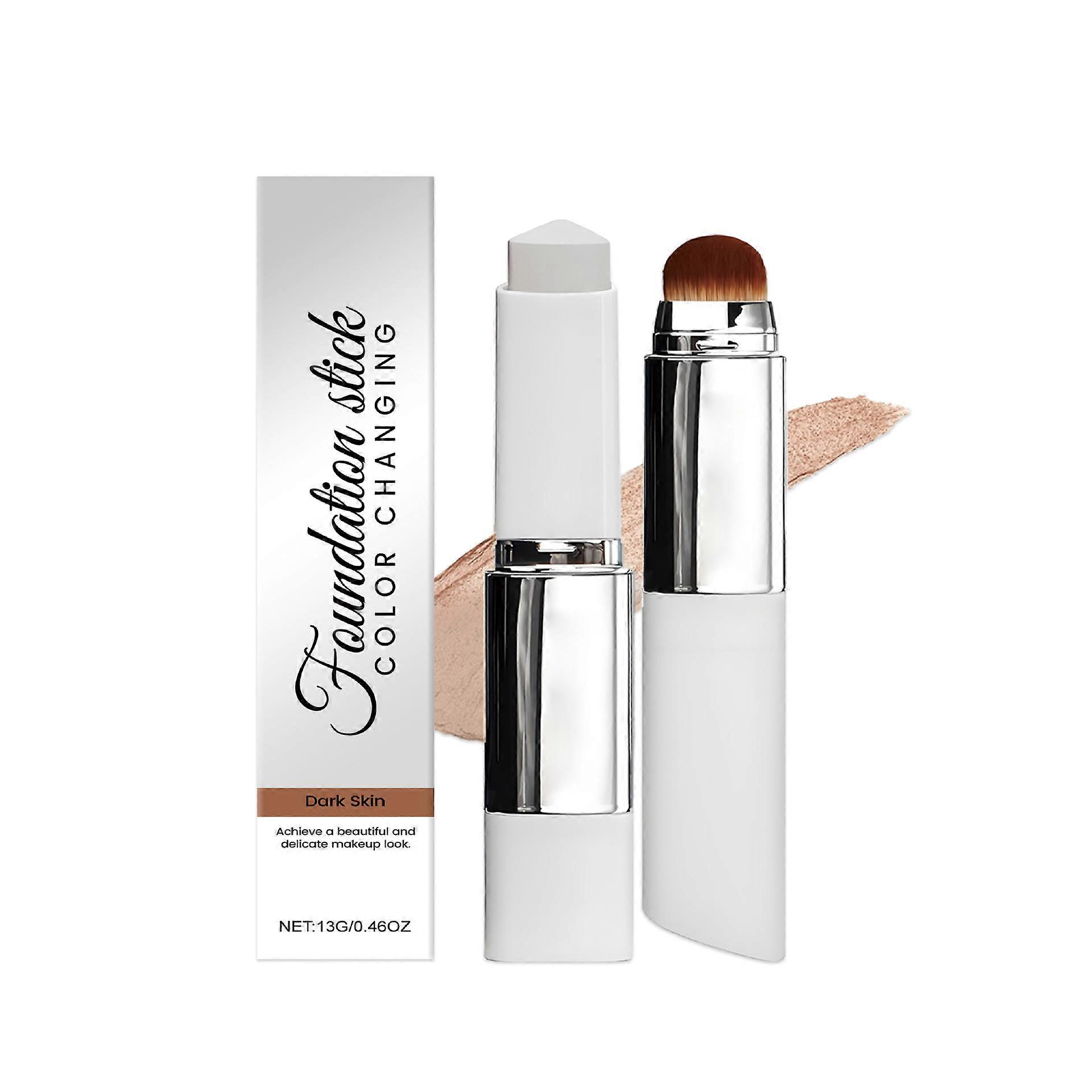 Dark Skin Tone 13g 2-in-1 Color-Changing Foundation Stick. Matte, sheer foundation for a lightweight, natural, and long-lasting finish.