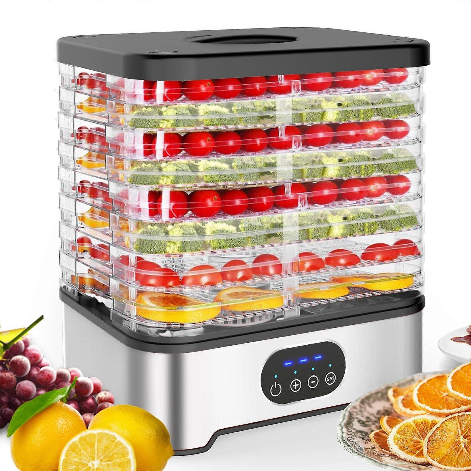 Food Dehydrator With 3Stage Temperature Control And 8Layer Large Capacity Silver