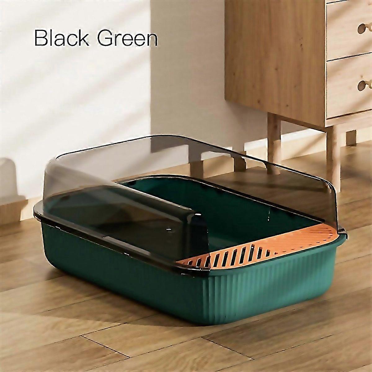For Large Capacity Cat Litter Box Cat With Semienclosed Plastic Sand Box Pet Toilet Splashproof Cat