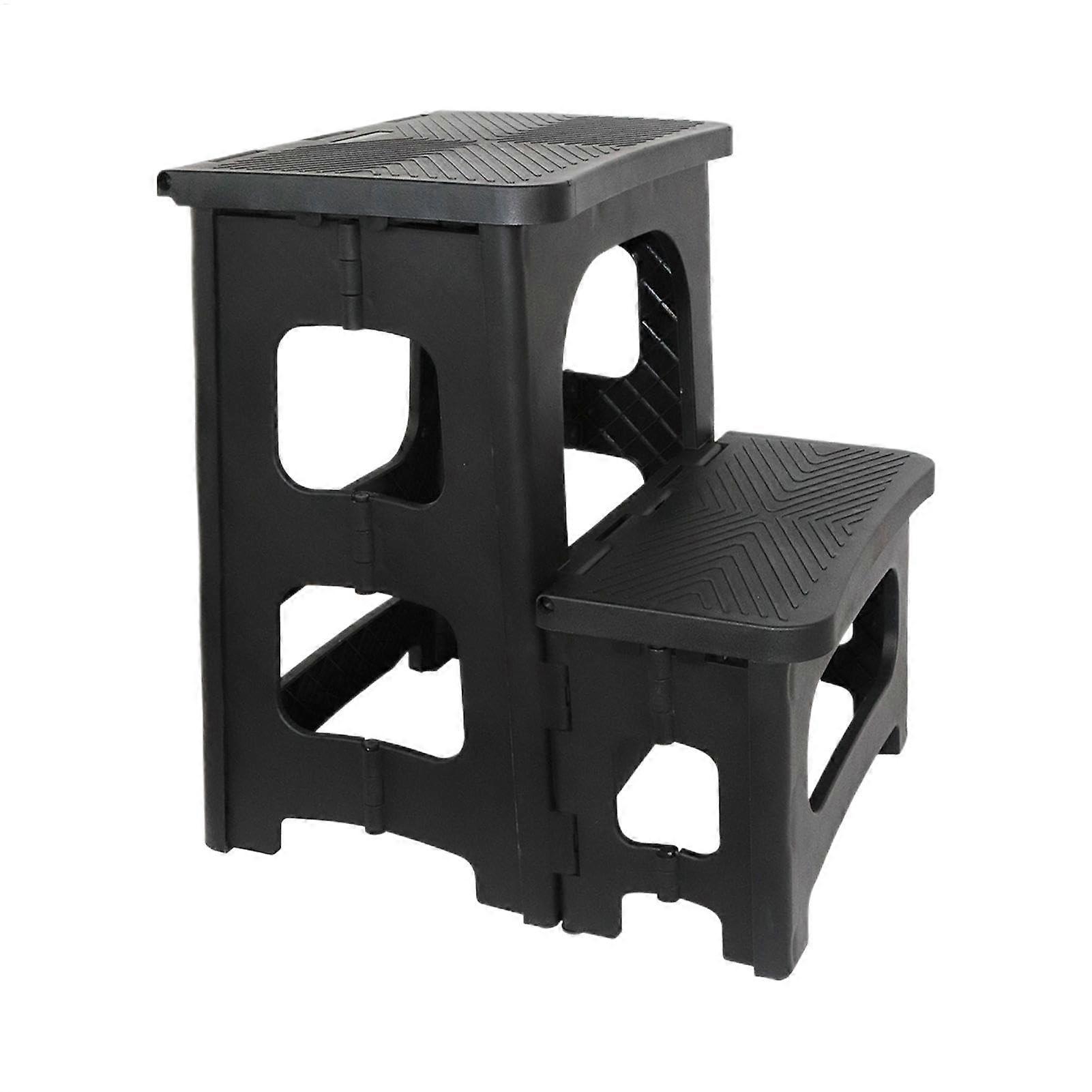 Foldable Step Stool Two Step Folding Stool 250 Lbs Load Capacity Wide Pedals Bedside Stool For Adults