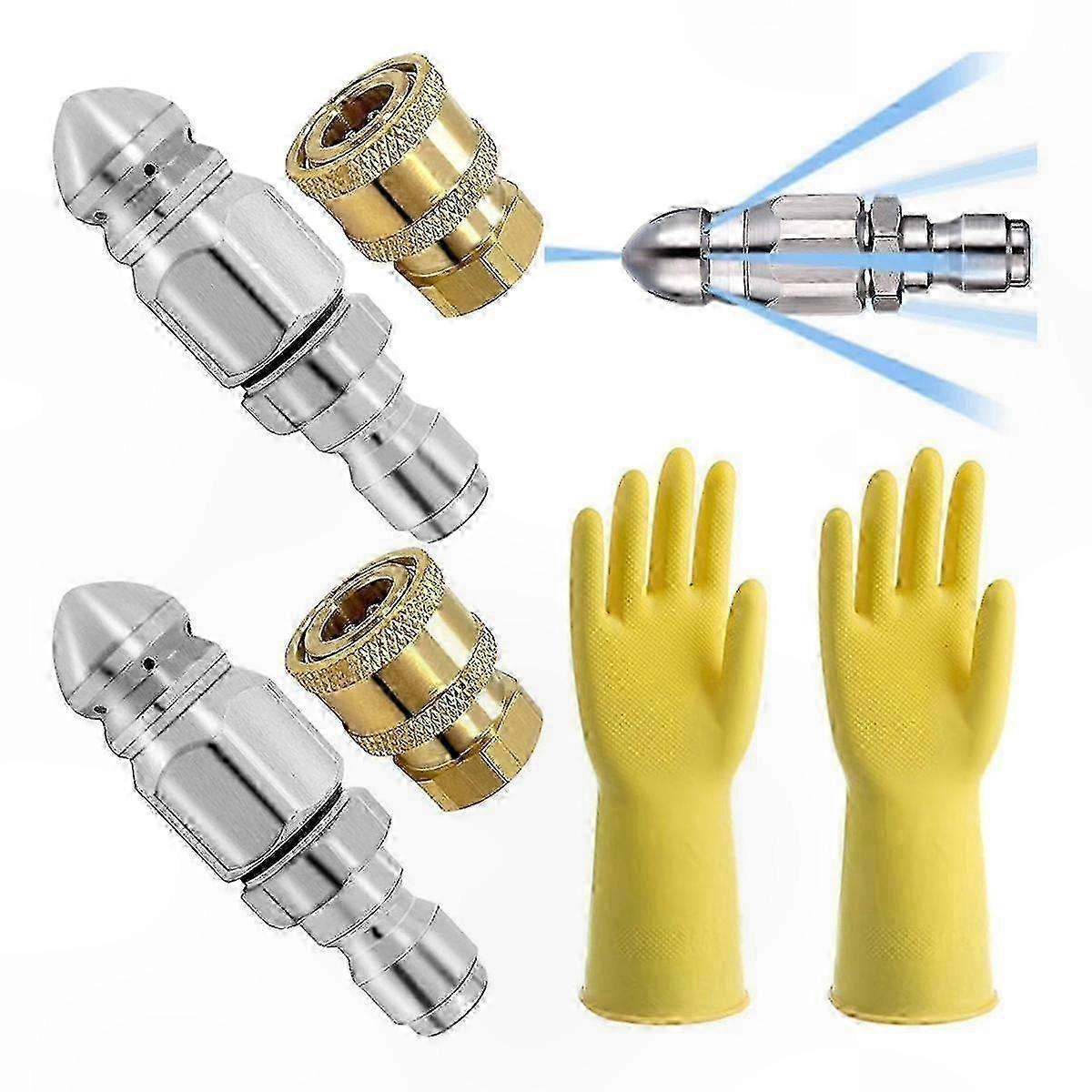 High-Pressure Sewer Cleaning Tool with Turbo and Pressure Nozzles for Unclogging