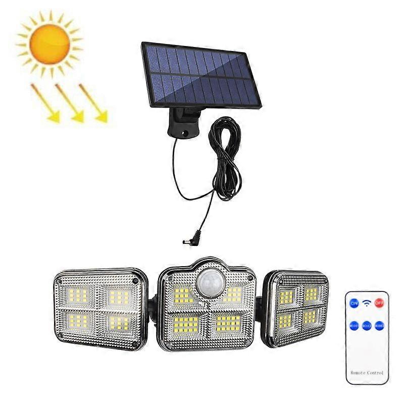 Solar 3-Head Rotatable Wall Light, Style: 122 LED Splitable