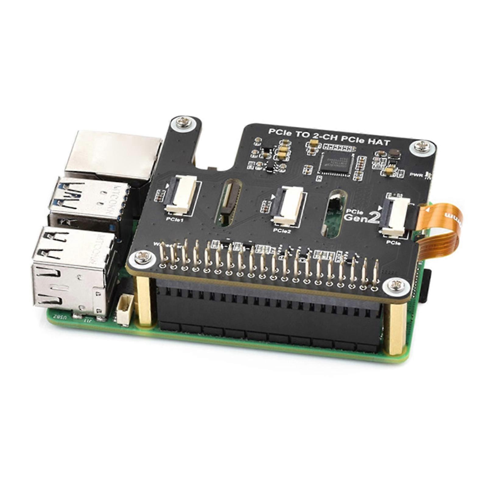 Double PCIe FFC Expansion Board Data Transfer HAT Adapter Stackable 16PIN Ribbon Cable Expansion Module Multicolor