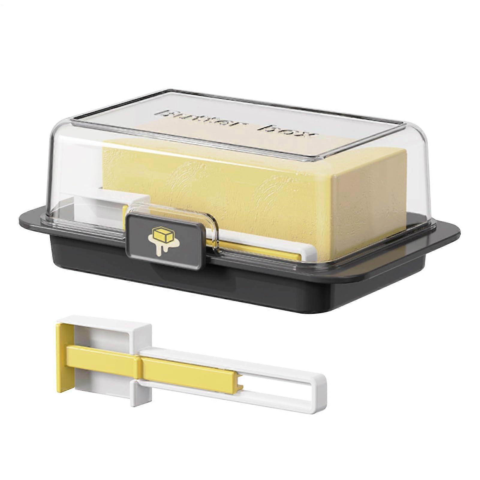 Butter Dish Large With Lid For Countertop And Refrigerator Door Shelf Black Multifunctional Butter Storage Keeper Tray 1 Pc