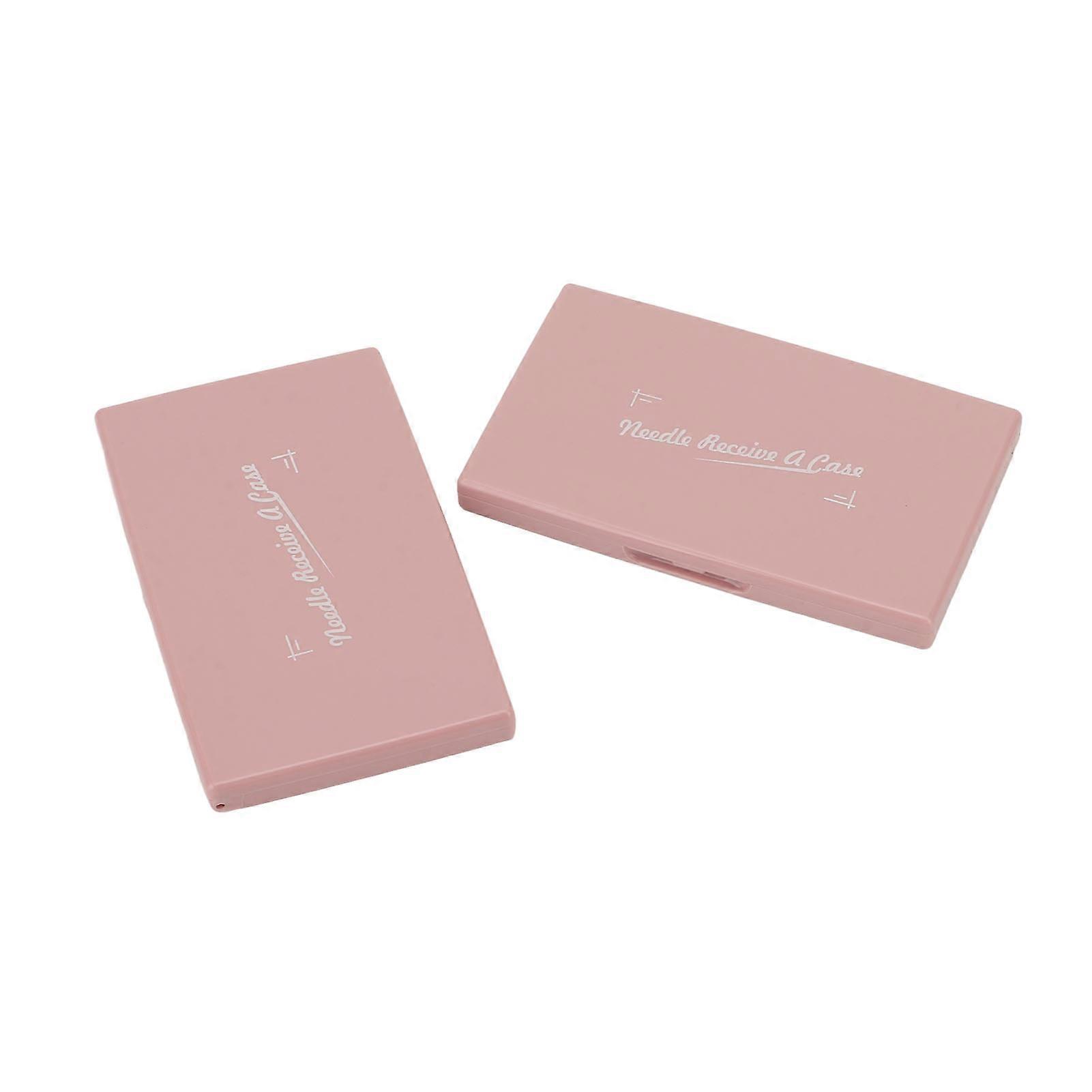 2pcs Magnetic Needle Case Pink Rectangle Shape Plastic Magnet Portable Sewing Pin Holder for Metal Objects