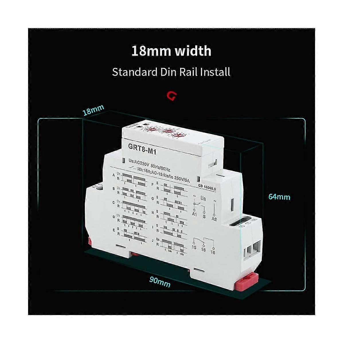 Grt8-m 16a Multifunction Timer Relay On Off Time Delay Relay Adjustable With 10 Function Choices