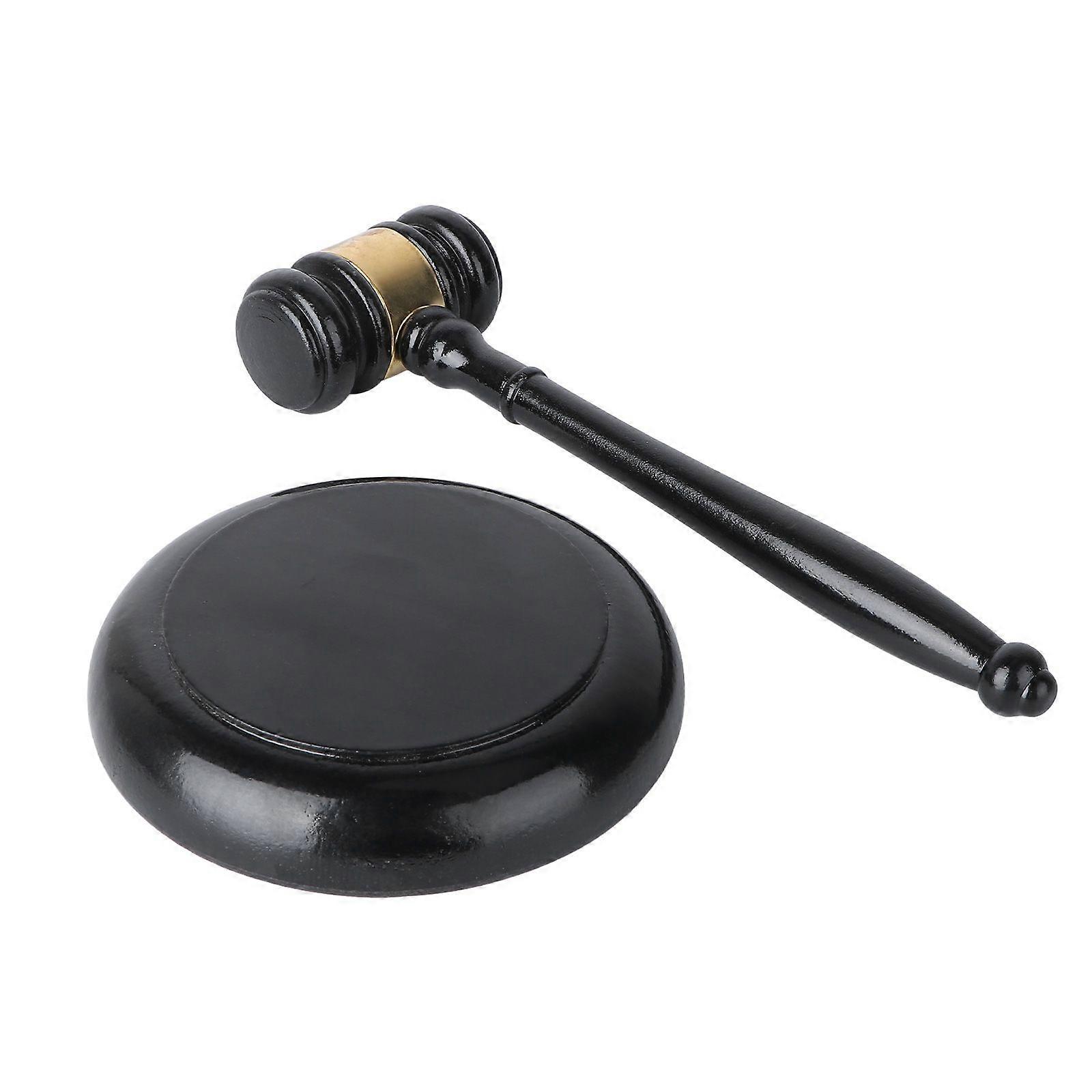 1Set Wooden Judge Gavel with Base Simple Durable Hammer Kids Role Play Toy Black