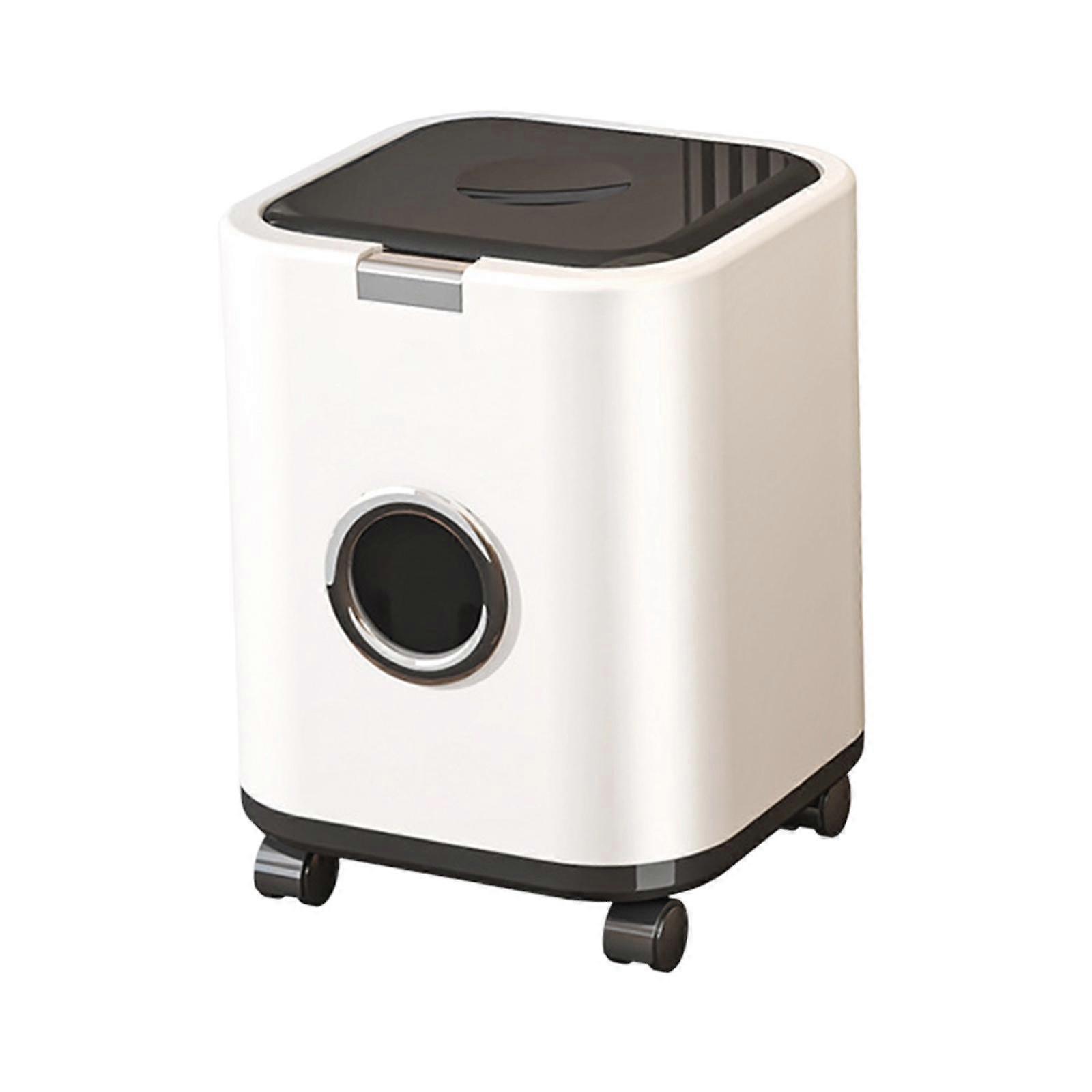 Trash Can Wastebasket with Wheels Movable Storage Bucket Garbage Bin Waste