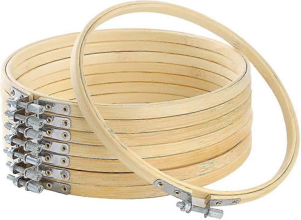 8 peças 7 polegadas bordado aros de madeira redonda ajustável bambu círculo cruz ponto anel a granel