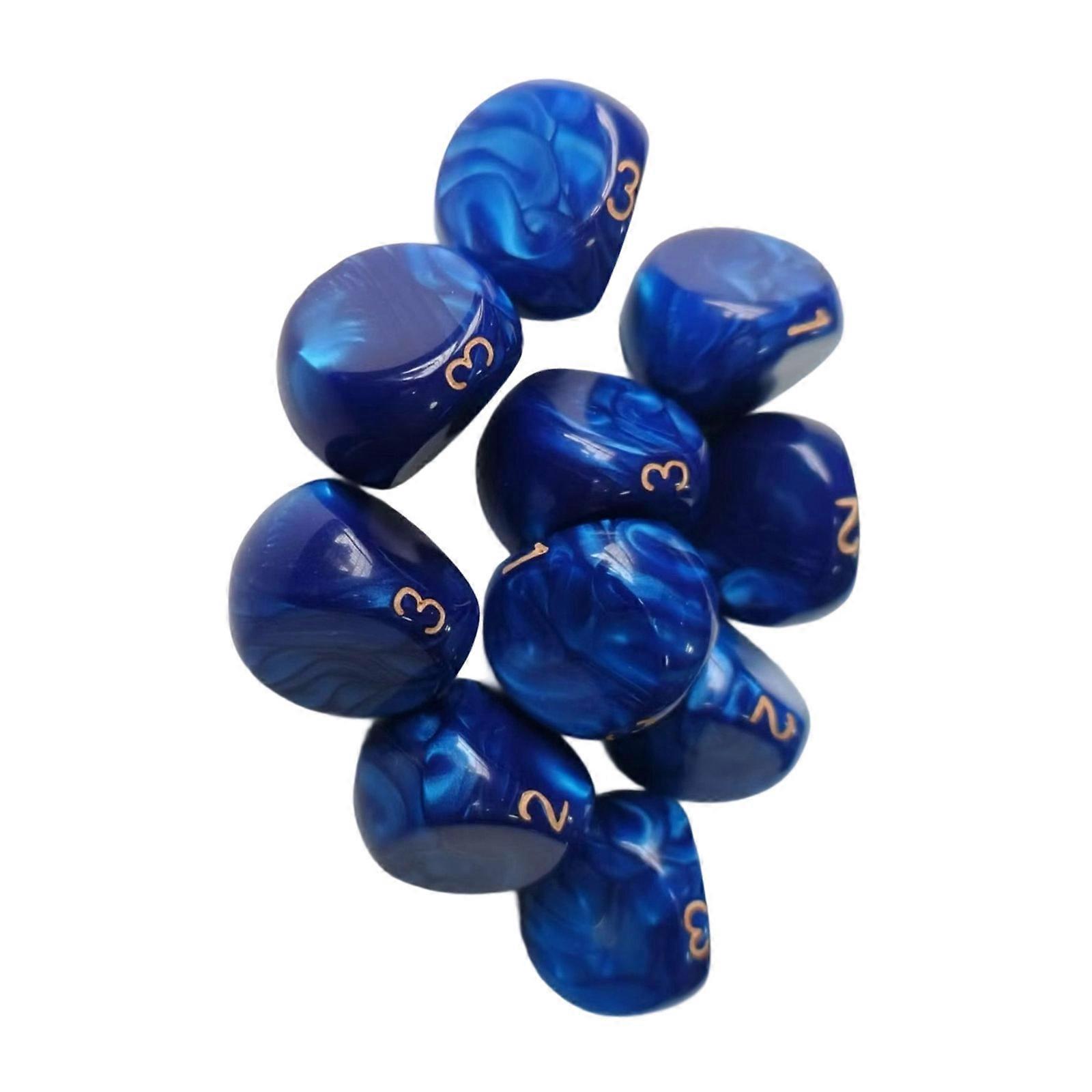 3 Sided Double Color Acrylic Dices Compacts Travel Friendly Dices For Educational Game And Probability Learning  Blue