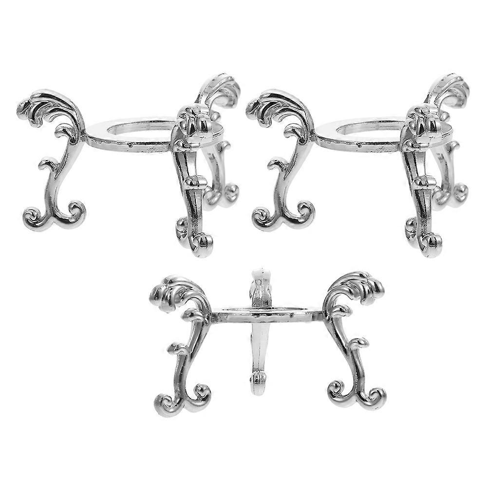 Crystal Ball Display Base Metal for Display 3Pcs Globe Stand Silver