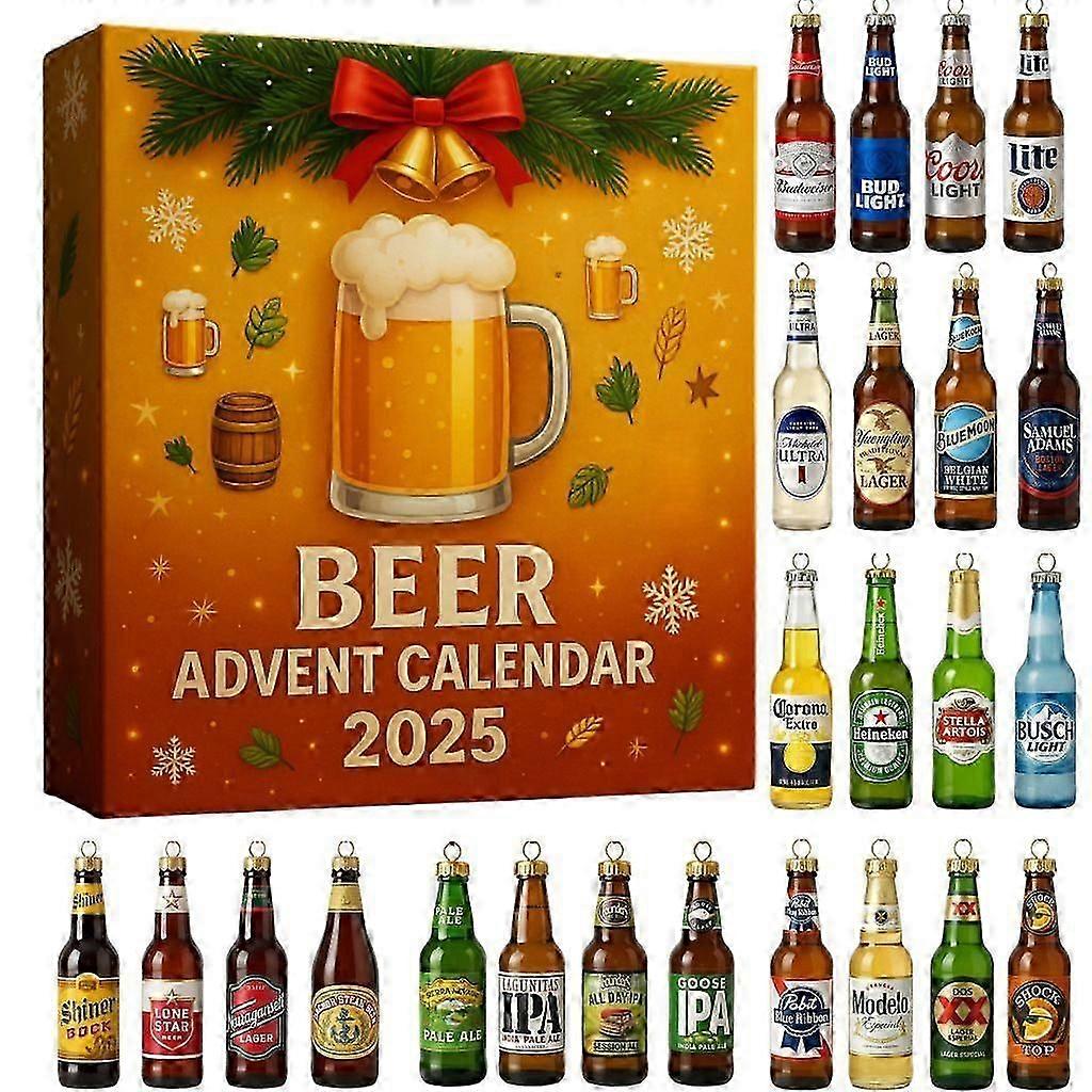 Advent Calendar 2025 Advent Calendar for Beer Lovers Advent Calendar for Whiskey Lovers Flat Hanging Christmas Tree Decoration