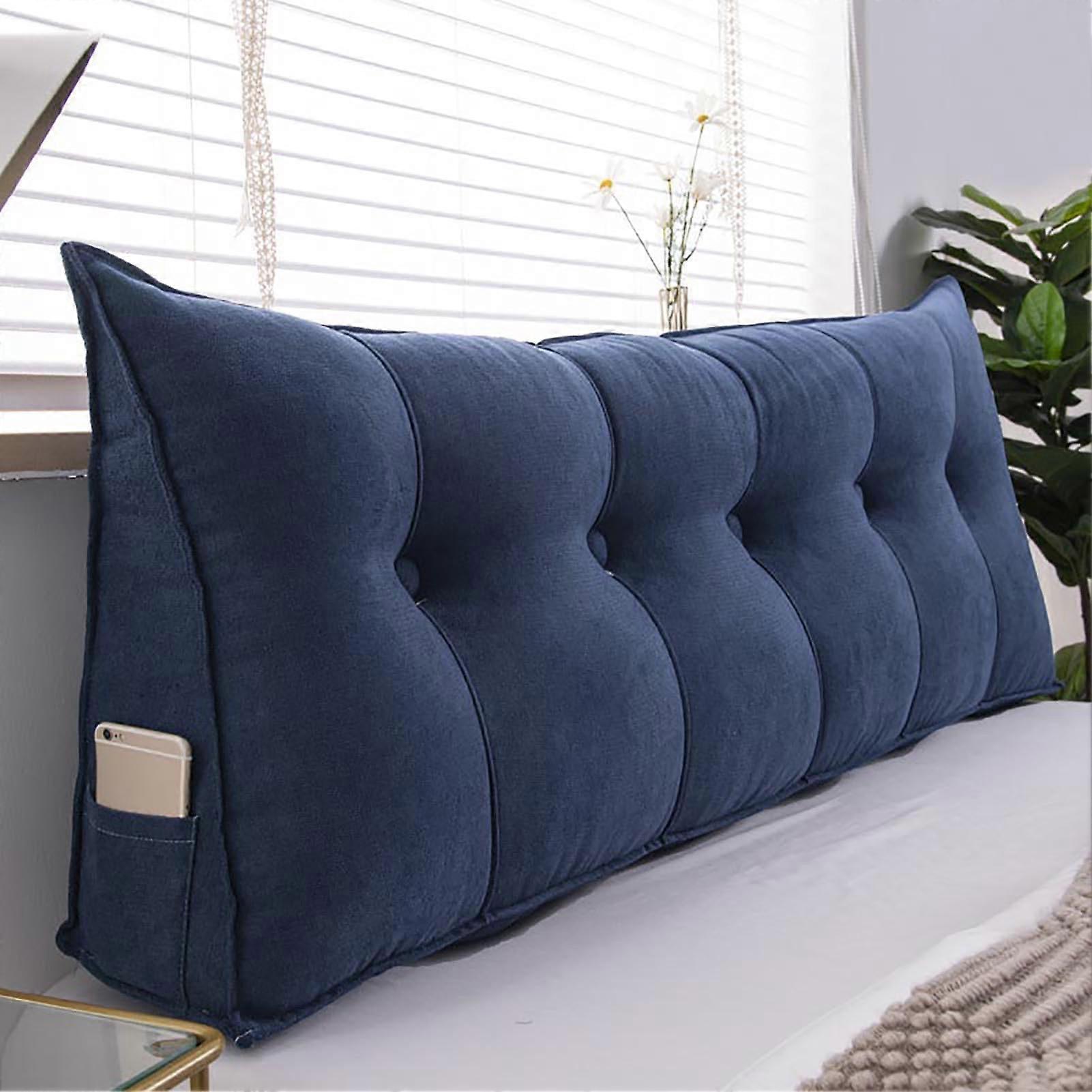 Triangular Headboard Pillow with Removable Cover, Corner Reading Cushion, Bed Backrest Support 180x50x20cm