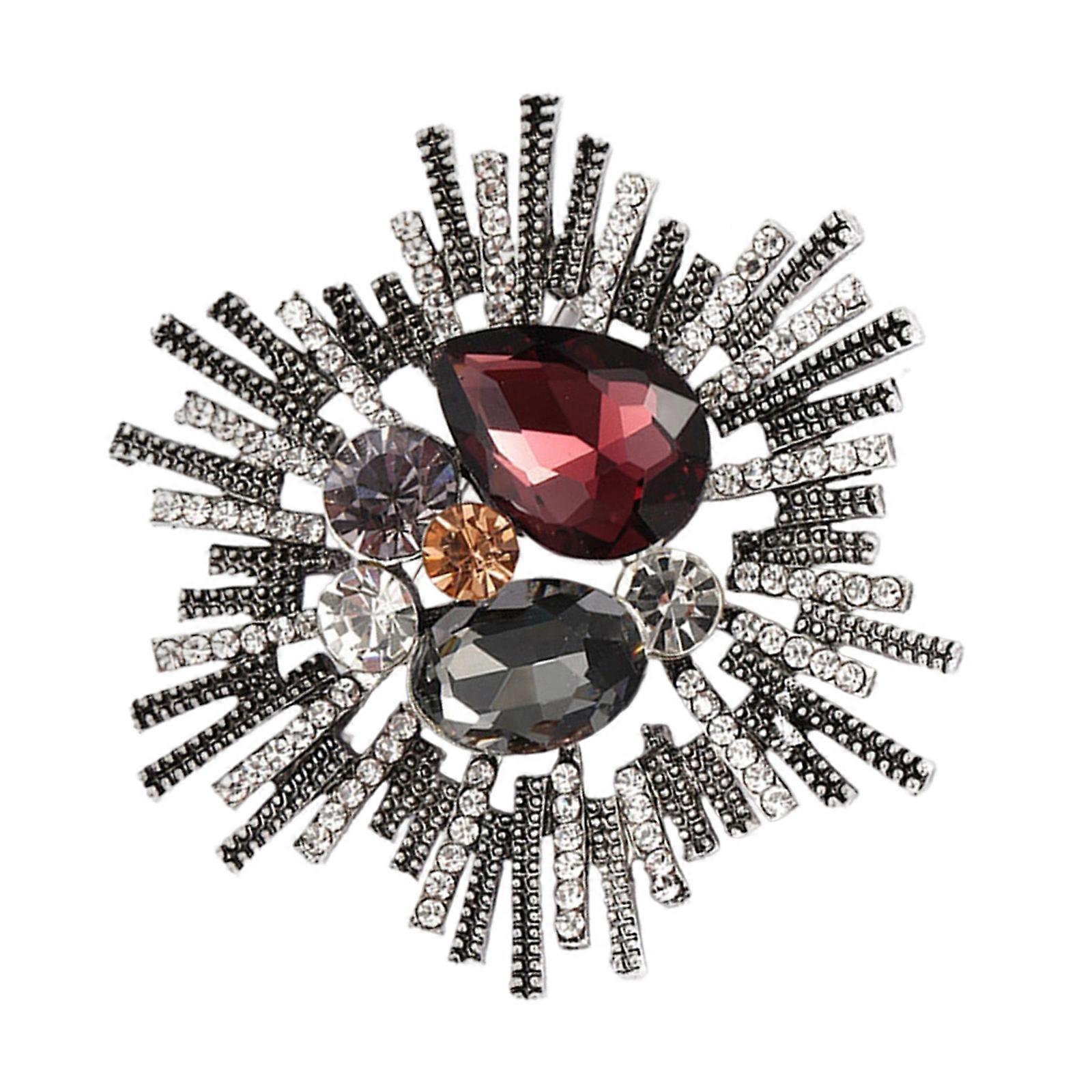 Retrò Moderno Spilla di Cristallo Per Le Donne di Lusso Strass Design Barocco Multiuso Leggero Accessorio di Moda Argento 5.4cm