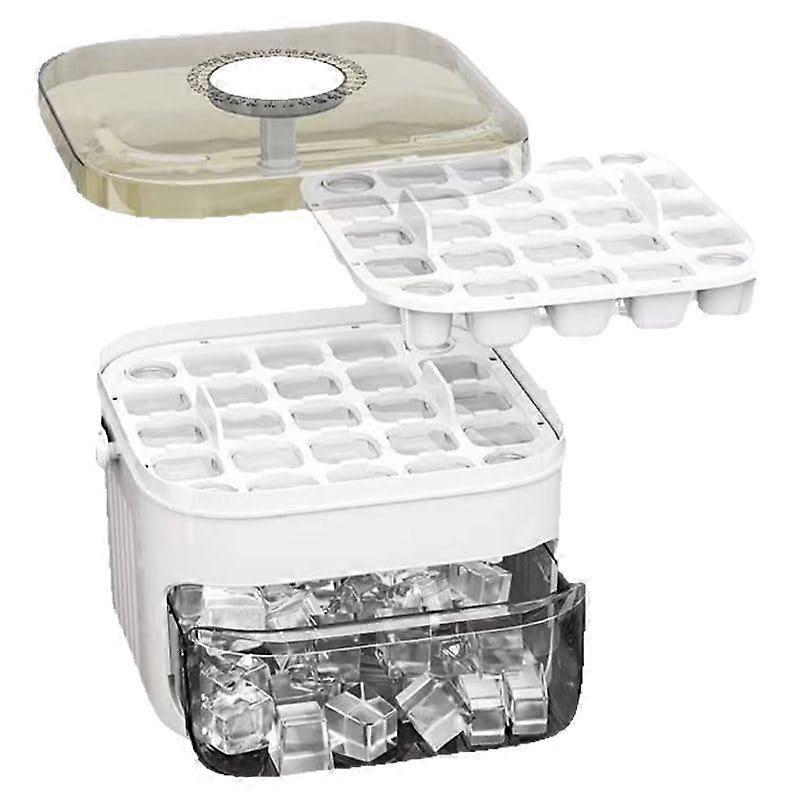 Ice Cube Maker with Lid and Scoop, 25 Grid Press Release Silicone Tray for Home Freezer Storage