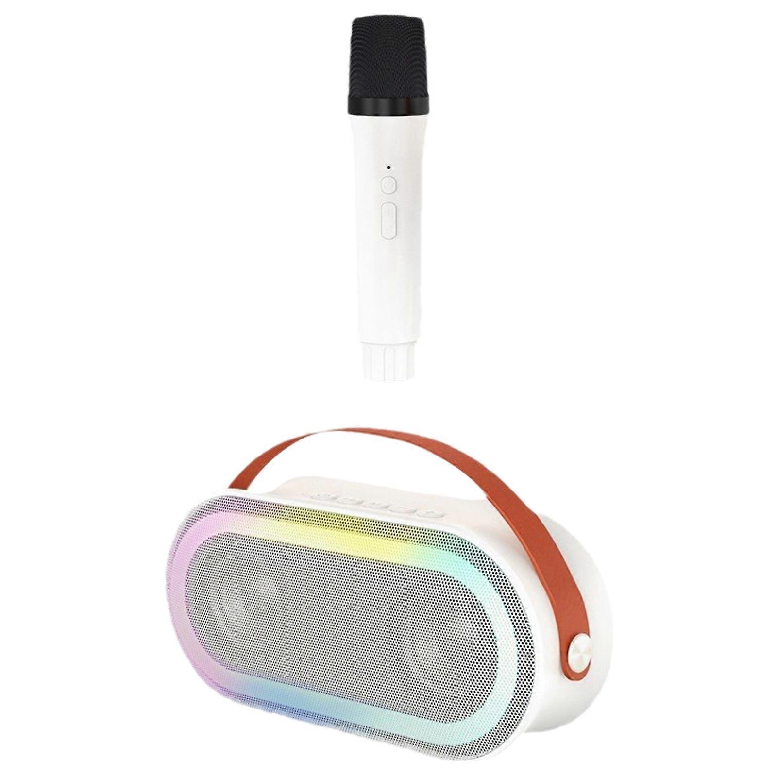  Wireless Bluetooth-compatible Microphone Handheld Mic with Speakers Set for Live Performances and Public Speaking  White