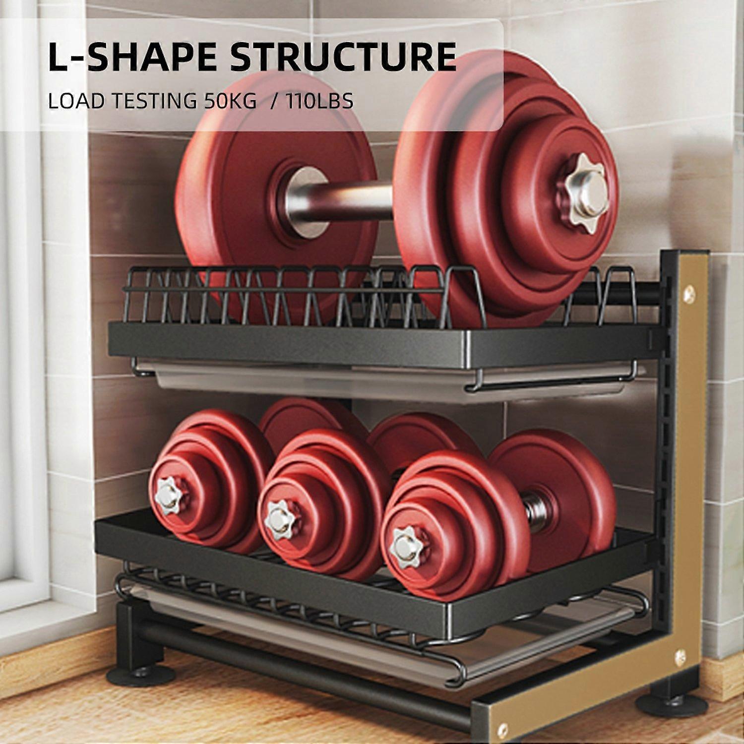 Height Adjustable Dish Drainer 2 Tier Large Dish Drying Rack with 2 Drainboards for Kitchen Counter 