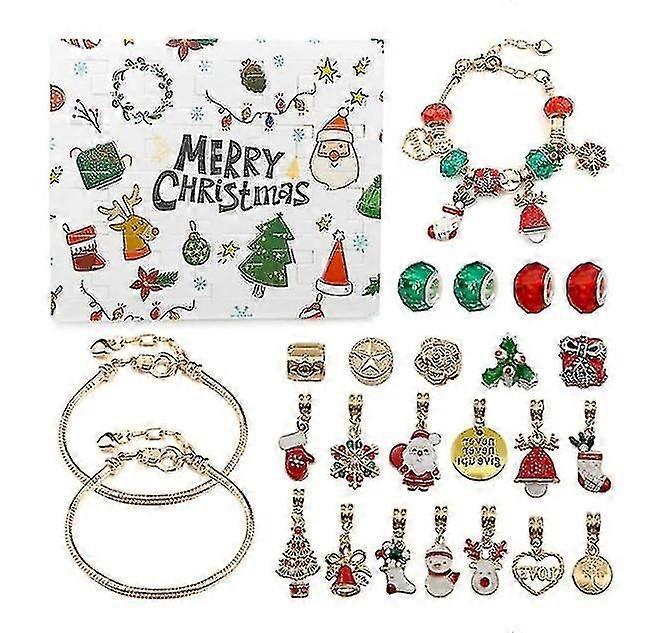 Christmas Advent Calendar Countdown Diy Charm Bracelet Making Kits 24 Days Countdown Calendar Bracelets Set