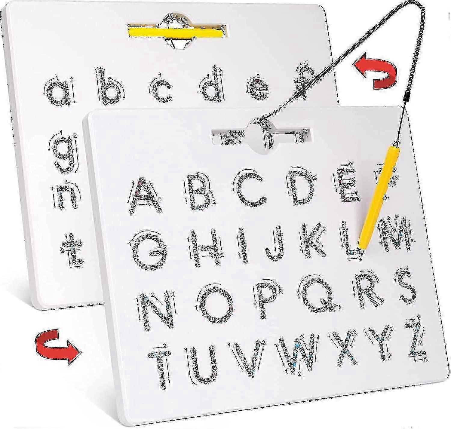 Double Sided Magnetic Letter Board - 2 In 1 Alphabet Magnets Tracing Board For Toddlers Abc Letters Uppercase & Lowercase Practicing