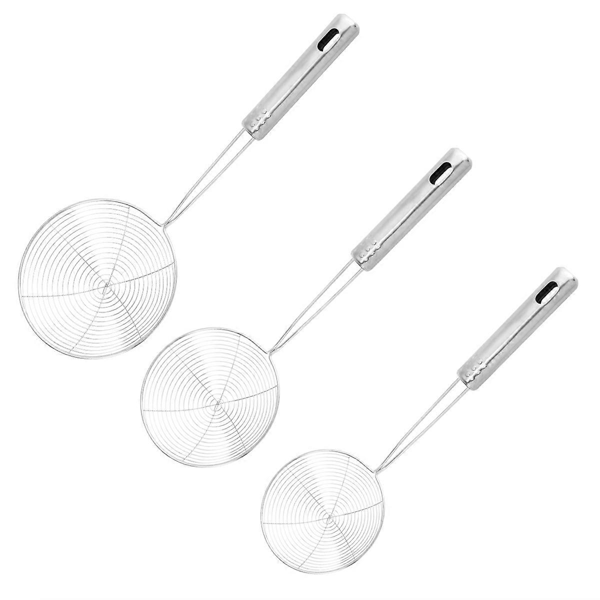 Mesh Strainer Stainless Steel Skimmer Spoon for Frying Set of 3 Assorted Sizes