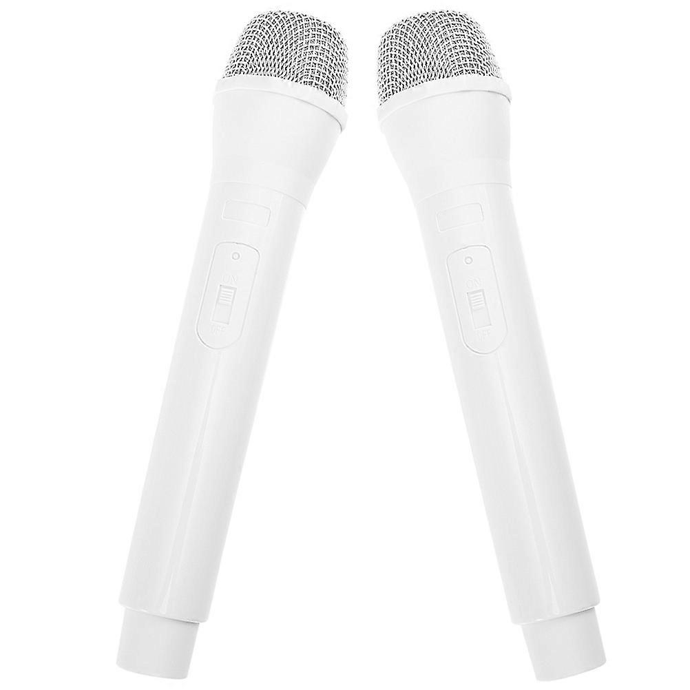 Party Microphone Prop Microphone Prop Model Interview Simulation White 9.1×2.2×2.2in ABS Role Play Simple and Delicate Design 2Pack